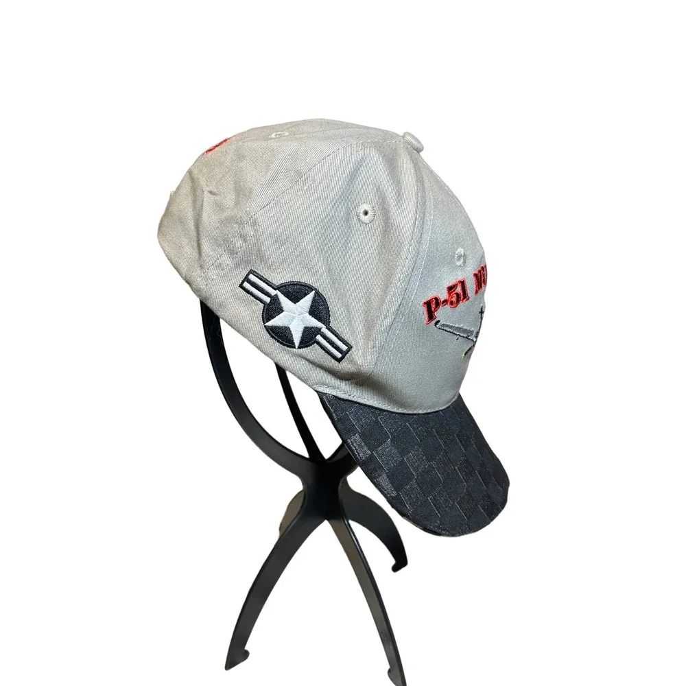 P-51 Mustang Fighter Plane Hat Tan Black Checkered Ace Maker Military Cap